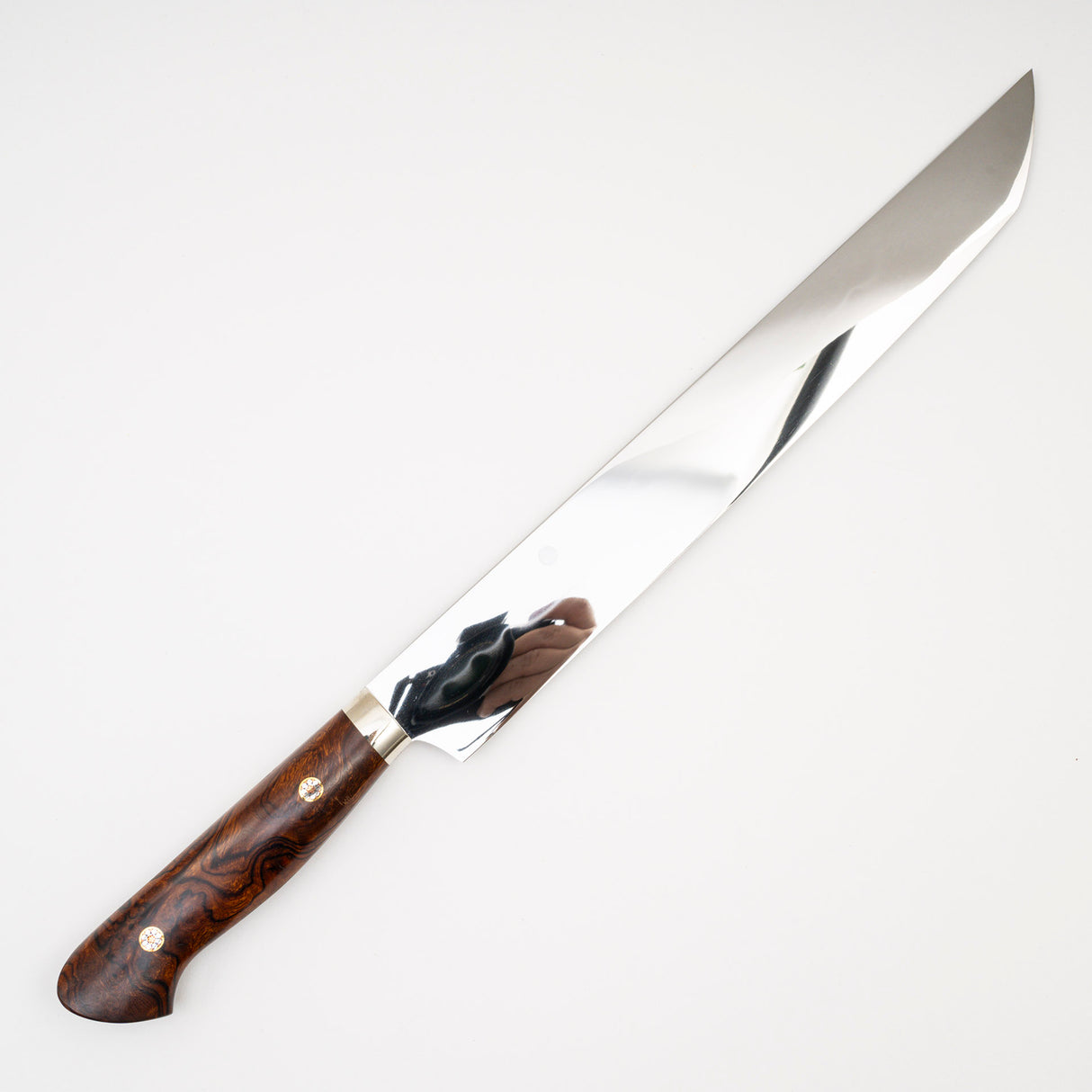 Yoshikazu Ikeda White 3 Honyaki Sakimaru Sujihiki 270mm Mt. Fuji Hamon Ironwood Handle SP2
