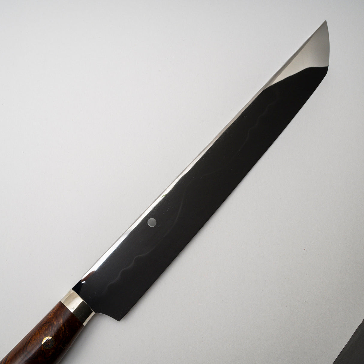 Yoshikazu Ikeda White 3 Honyaki Sakimaru Sujihiki 270mm Mt. Fuji Hamon Ironwood Handle SP2