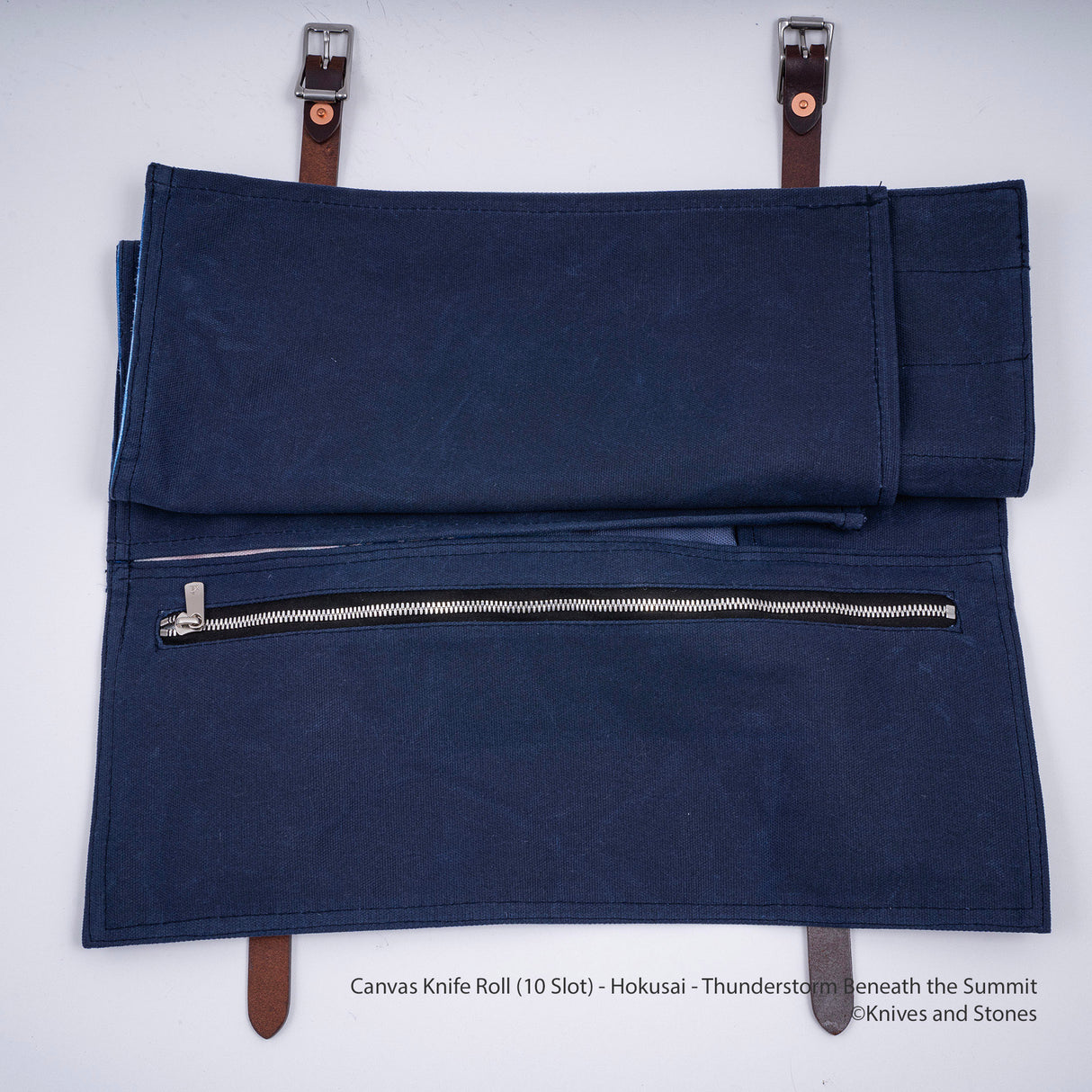 Canvas Knife Roll (10 Slot) - Hokusai - Thunderstorm Beneath the Summit