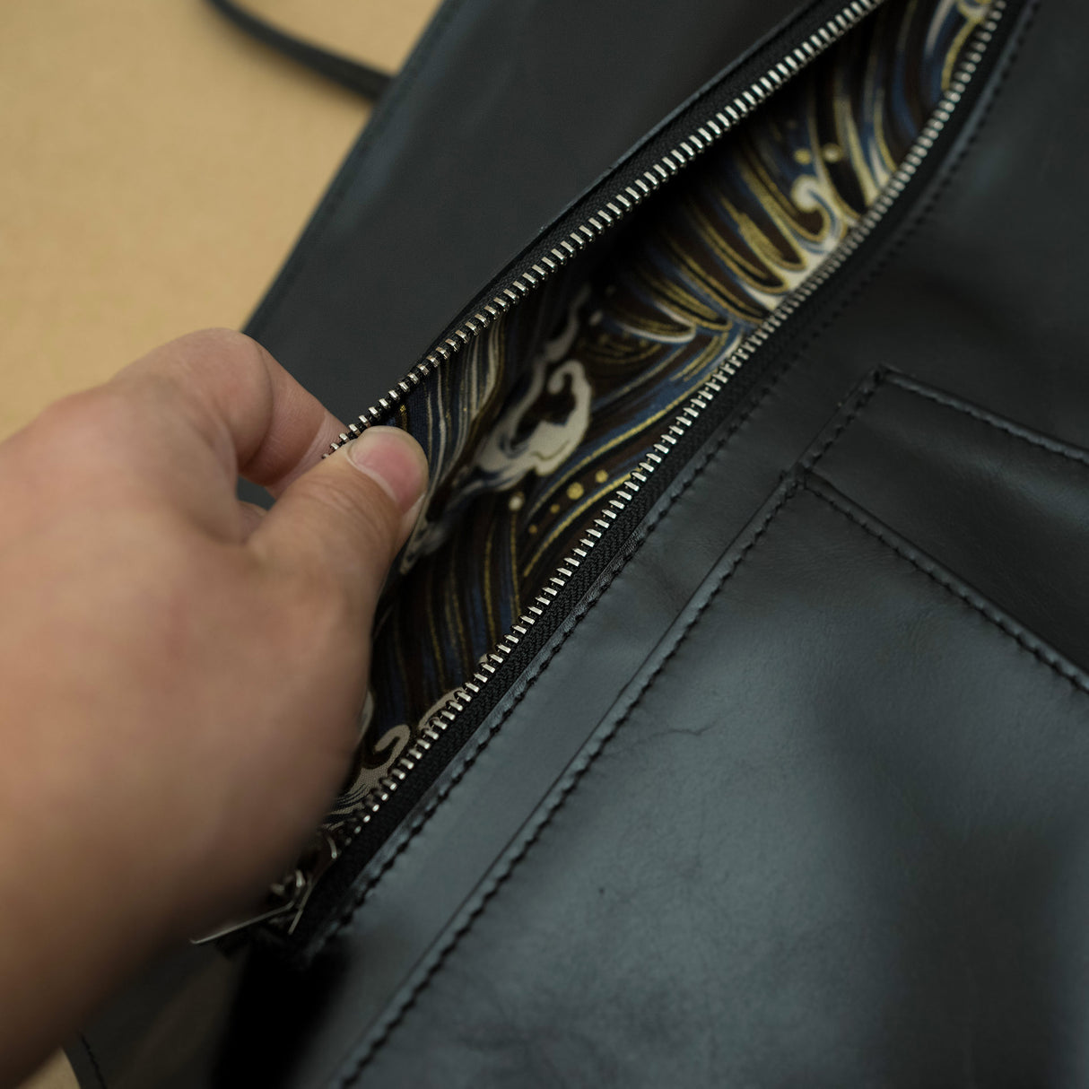 Leather Knife Roll Hokusai Theme 10 Slot by Jiu Studio