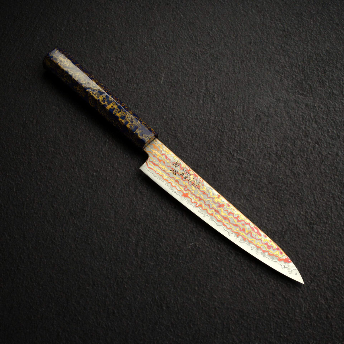 初心 孔雀 V-Toku-2 小刀 150mm 彩虹 大馬士革 紫色