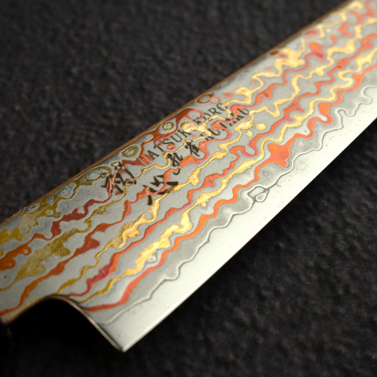 初心 孔雀 V-Toku-2 小刀 150mm 彩虹 大馬士革 紫色