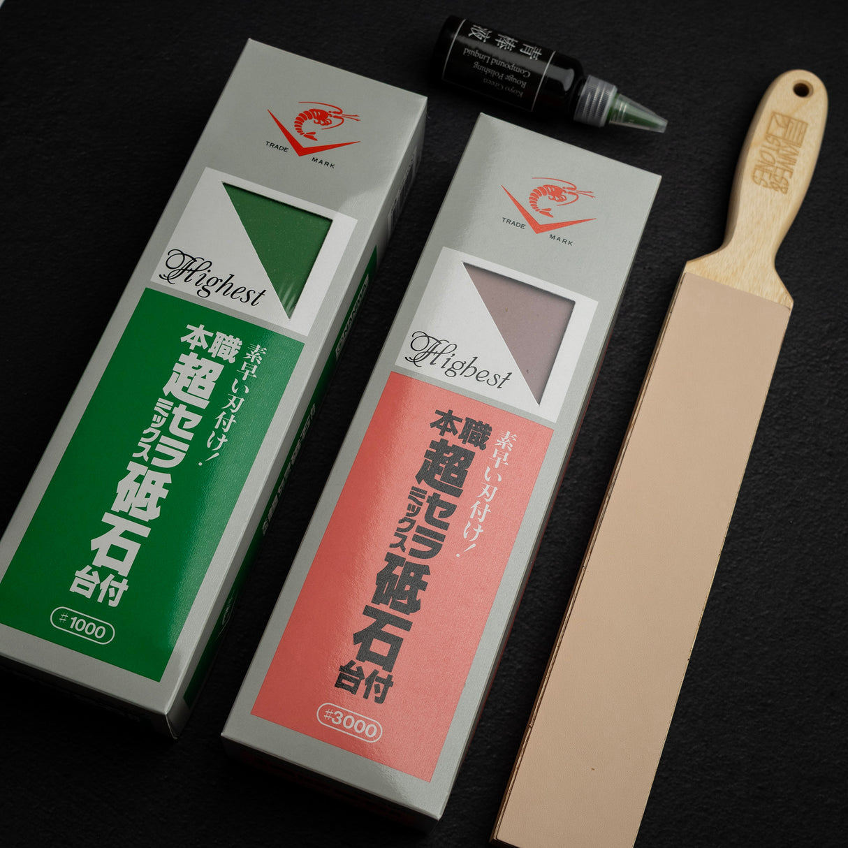 Naniwa Chosera 1K / 3K Whetstones with Leather Strop Bundle