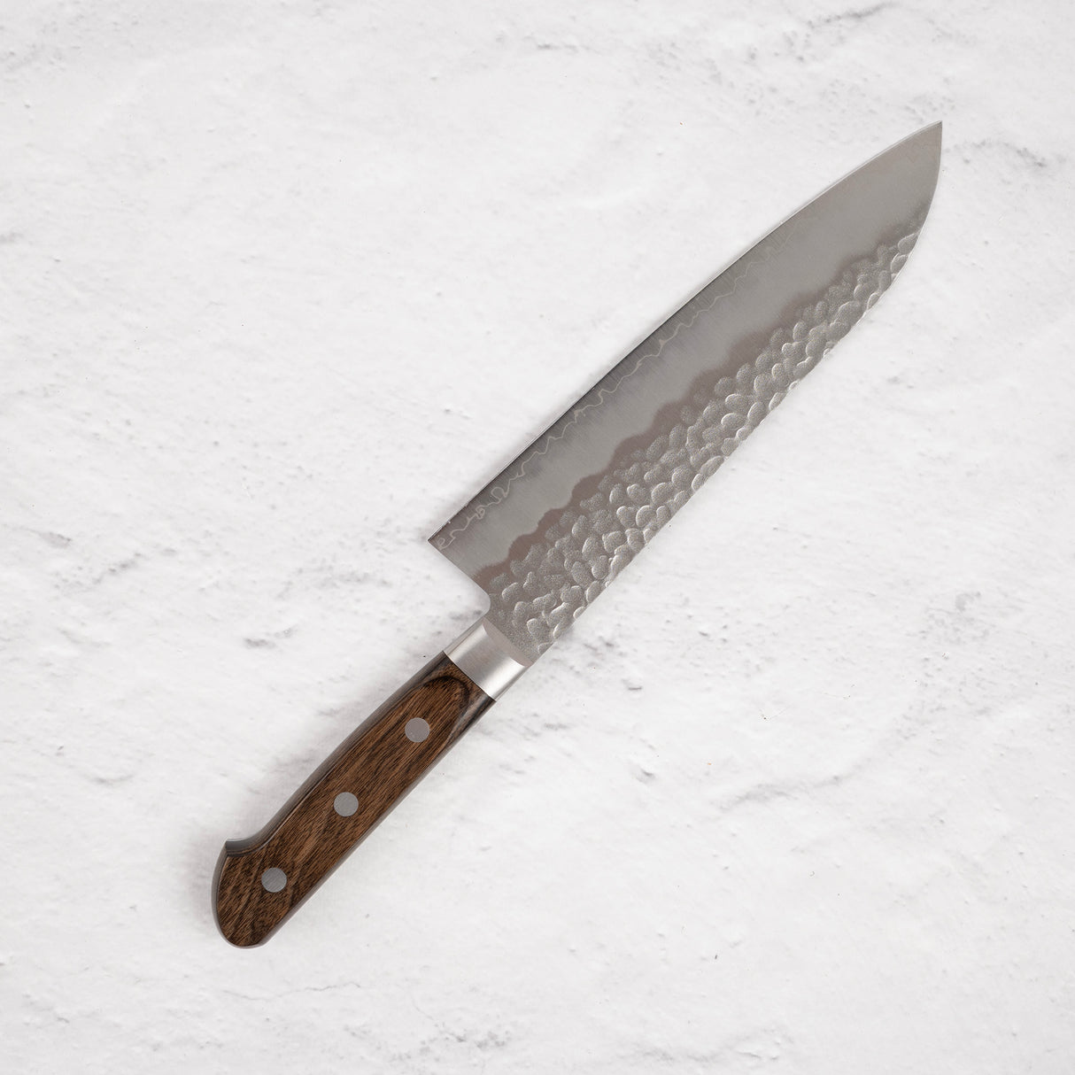 Tsunehisa AUS8 Tsuchime Santoku 180毫米棕色西方手柄