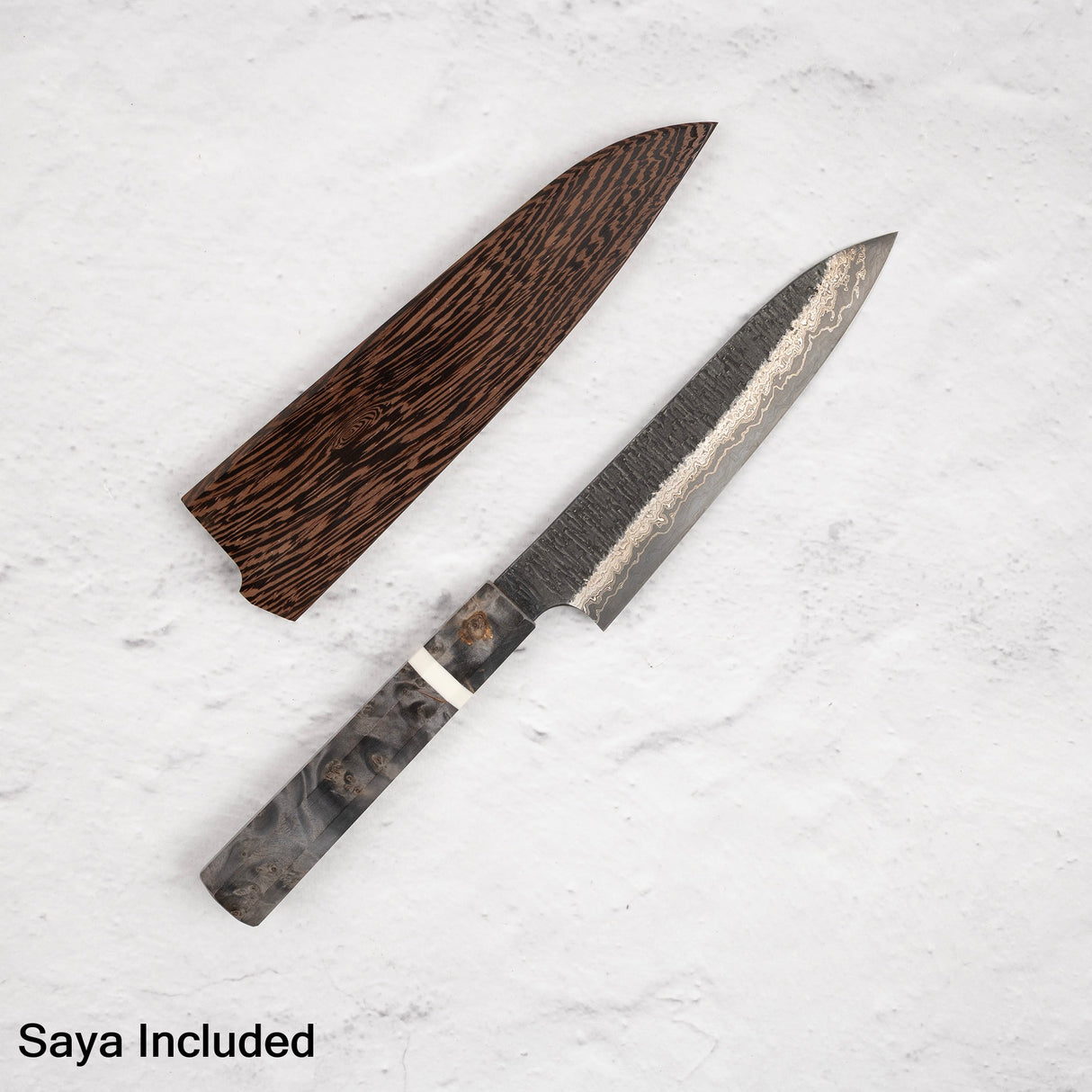 Hatsukokoro Itadaki Blue2 & White2 雙核大馬士革 Tsushime Petty 150mm 帶 Saya