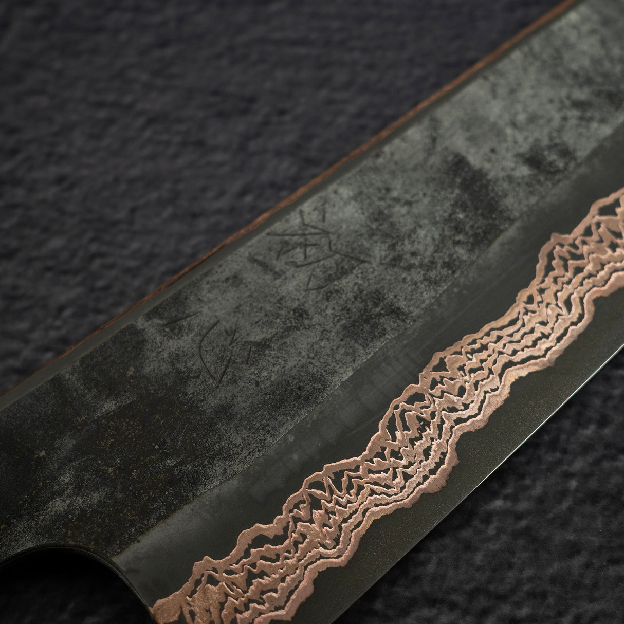 初心 x 二唐 Yorokobi SLD鋼 銅 大馬士革 切付 牛刀 210mm 樺木 柄