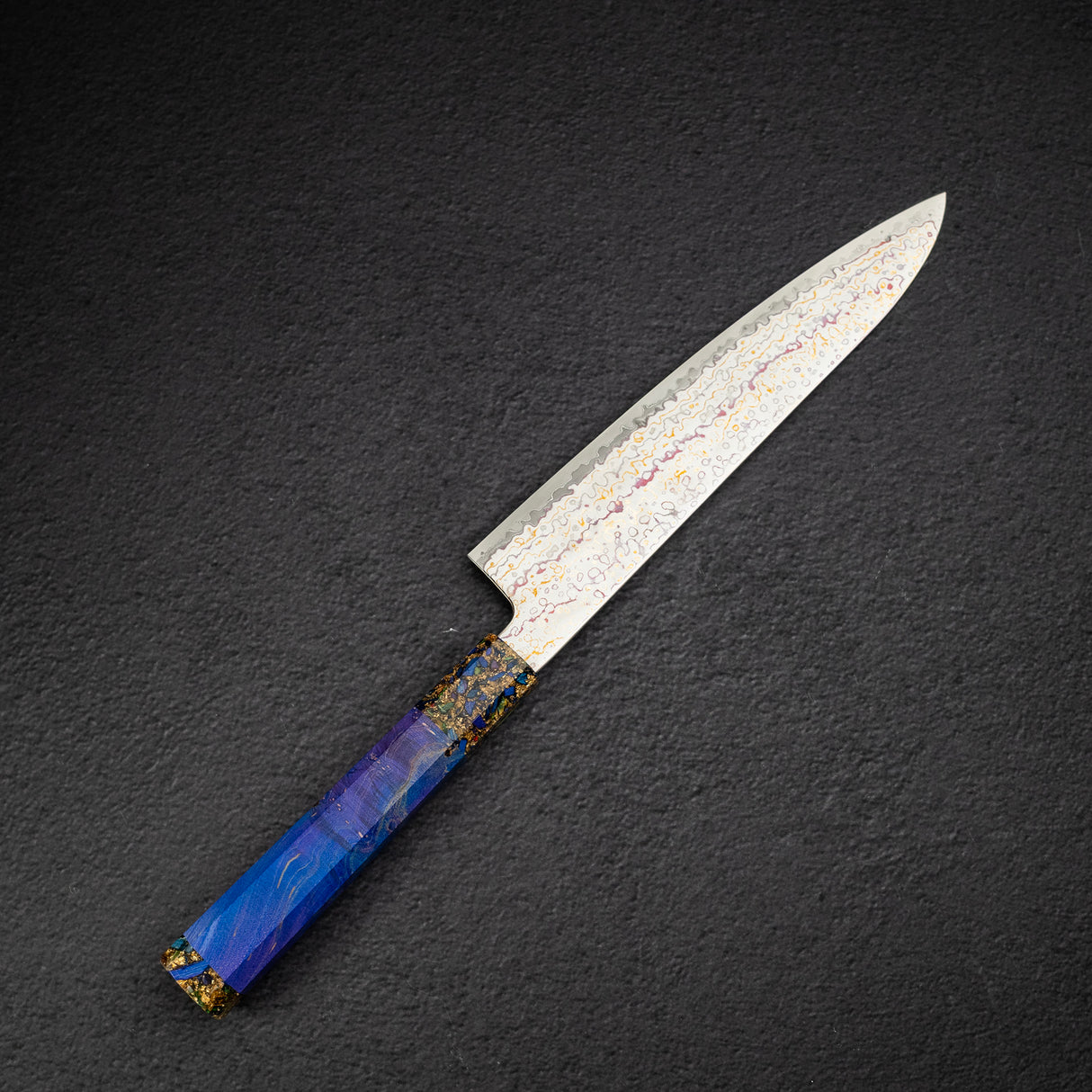 初心孔雀 V-Toku-2 牛刀 210mm 彩虹大馬士革紋 紫色