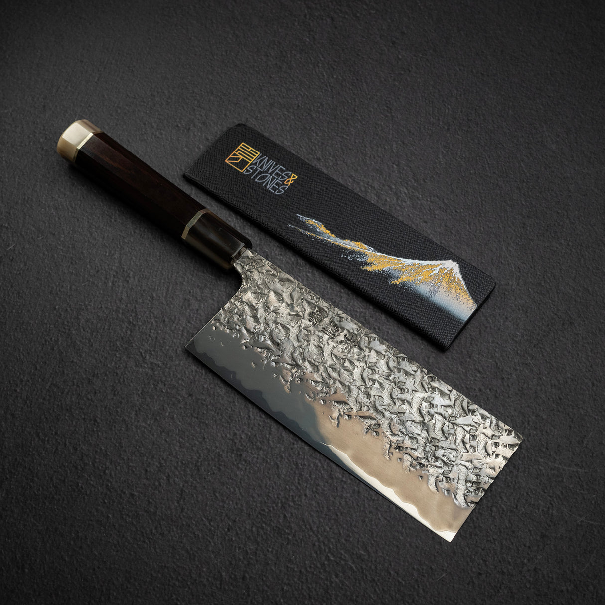 貴輔 x 新國 ATS34 中華包丁 鎚目 鏡面 霞 處理 180mm w 刀套