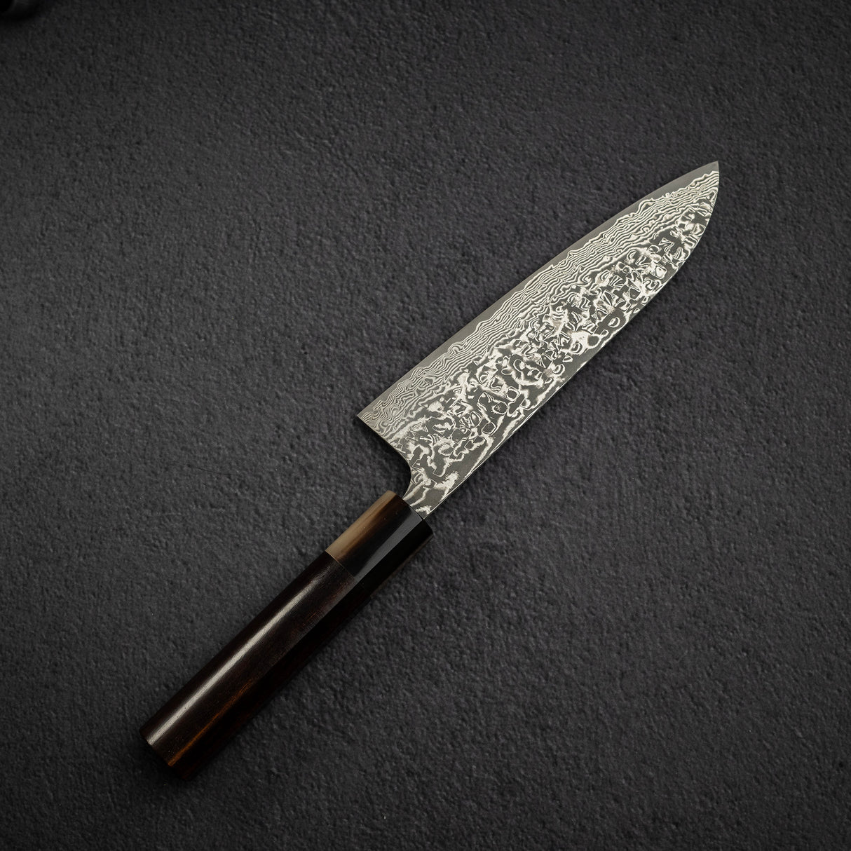 佐治武士 SG2 黑大馬士革三德刀 180mm 鐵木柄 + 非洲紫檀木鞘