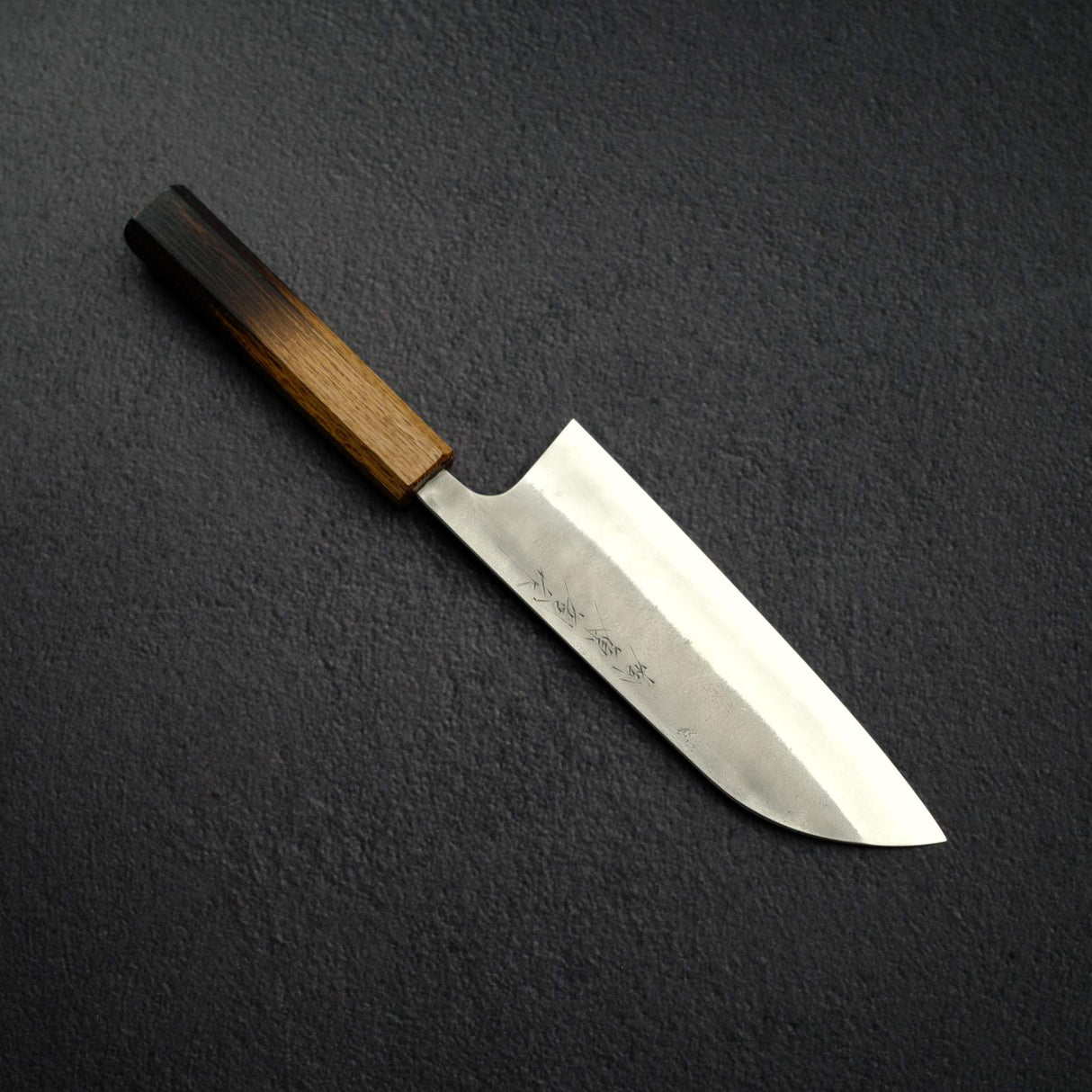 松原 青鋼二號 三德刀 170mm 梨地 燒色 櫟木