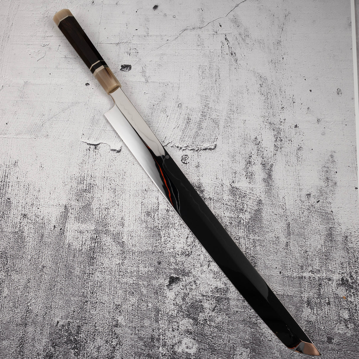 珍品:玄海正國(水本燒)鮪切 450 毫米 富士山刃紋