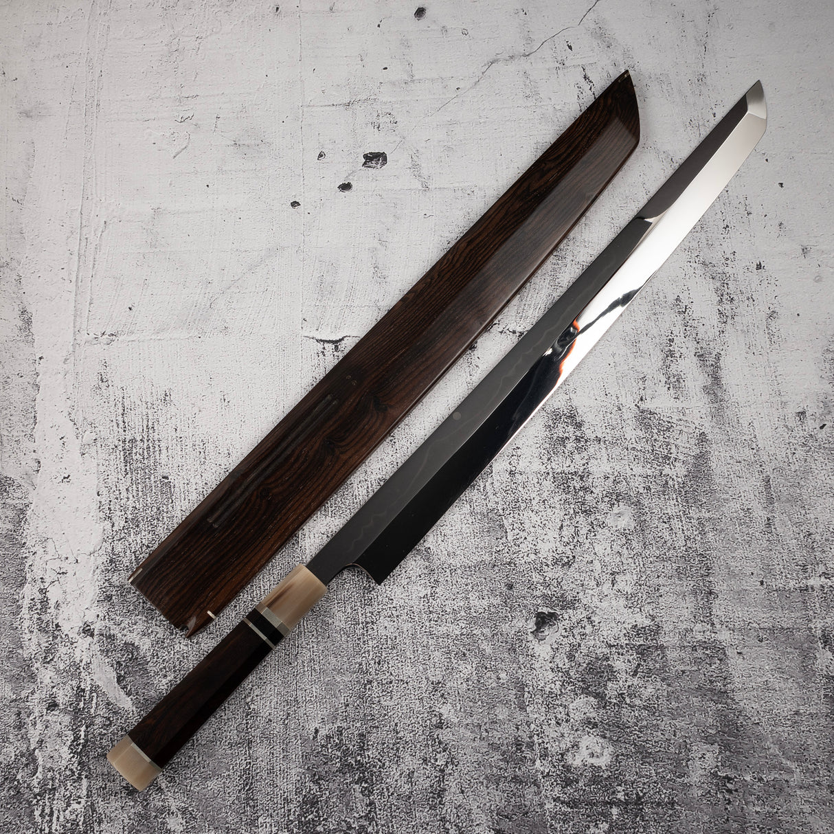 珍品:玄海正國(水本燒)鮪切 450 毫米 富士山刃紋