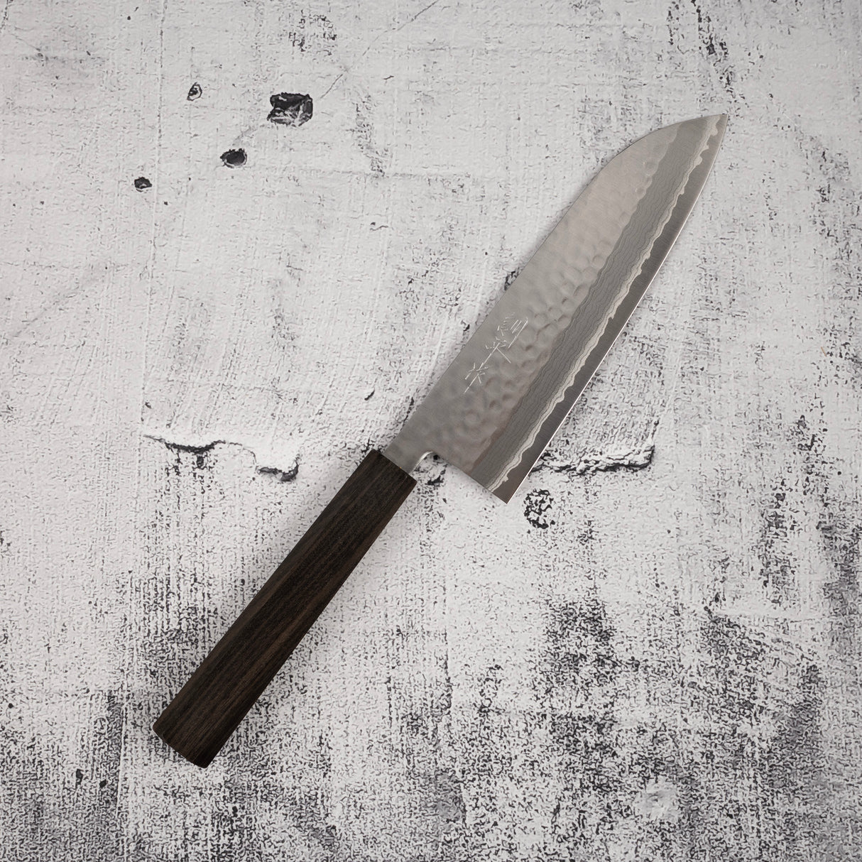 Masutani Kokuryu VG10 Damascus Tsuchime Santoku 170mm WA Handle