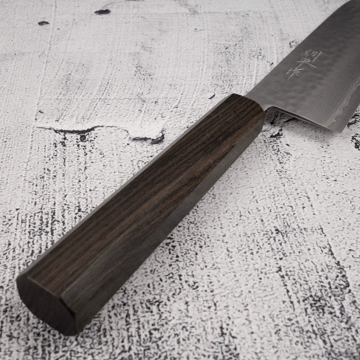 Masutani Kokuryu VG10 Damascus Tsuchime Santoku 170mm WA Handle