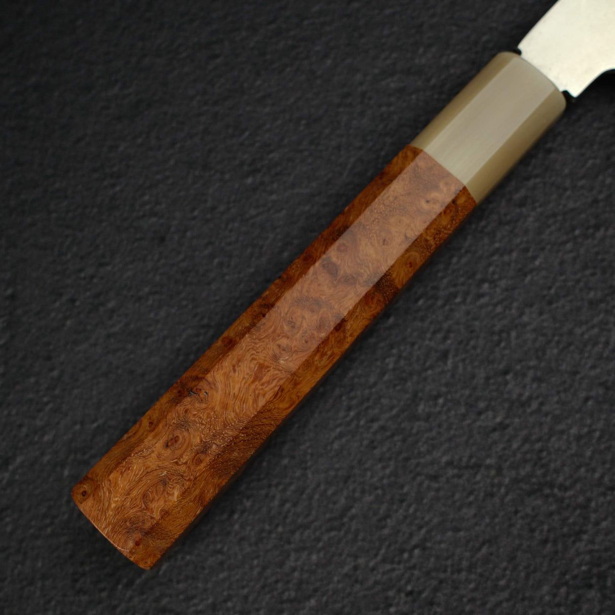 XINGUO Aogami Super Honyaki Gyuto 240mm Marble Ferrule Amboyna Burl Handle with Saya