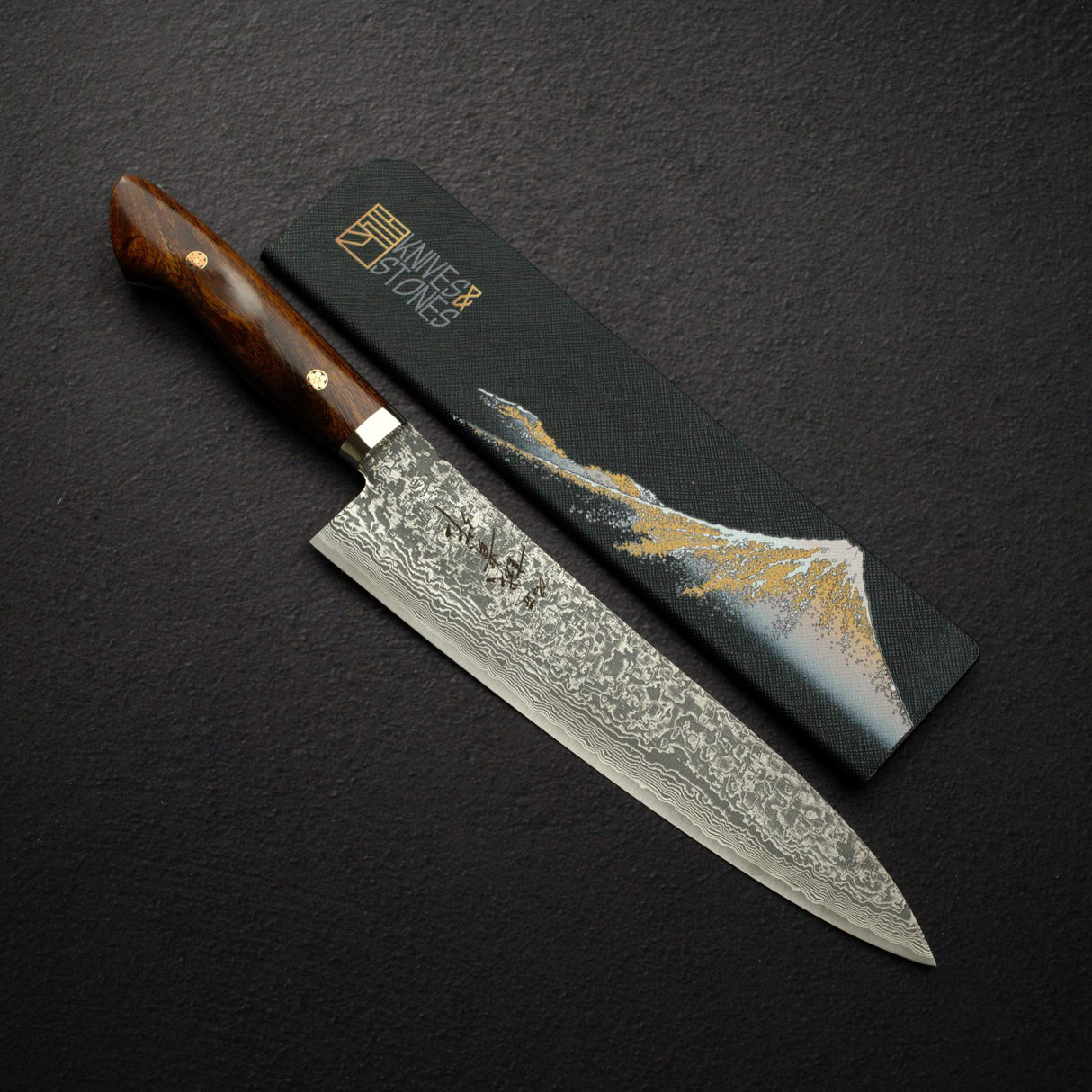 Tanaka R2 Damascus Gyuto 240mm with Ironwood Western Handle w/ Guard