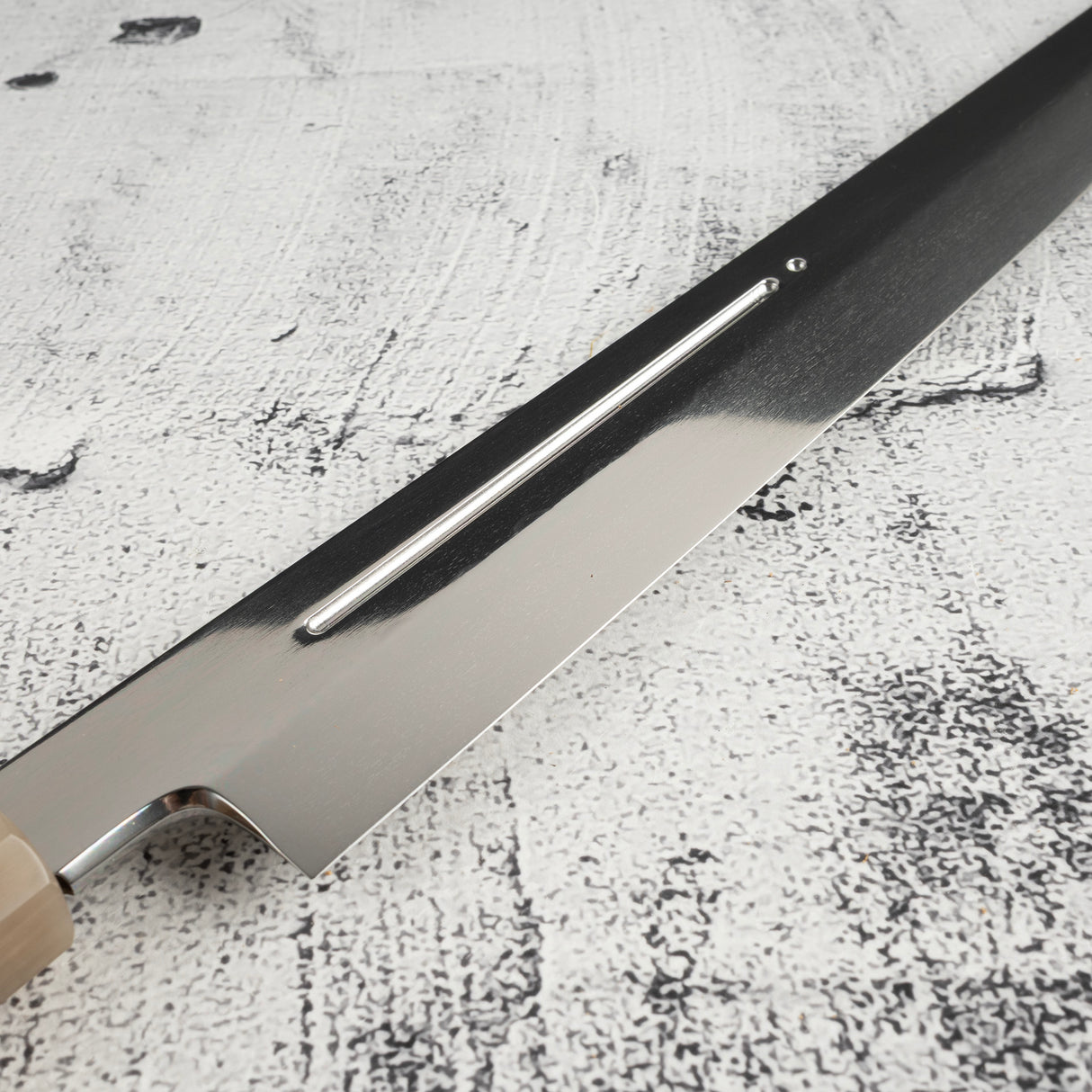 Exotic: Yoshikazu Ikeda Blue #1 Mizu-Honyaki K-tip Yanagiba 300mm with Blood Groove