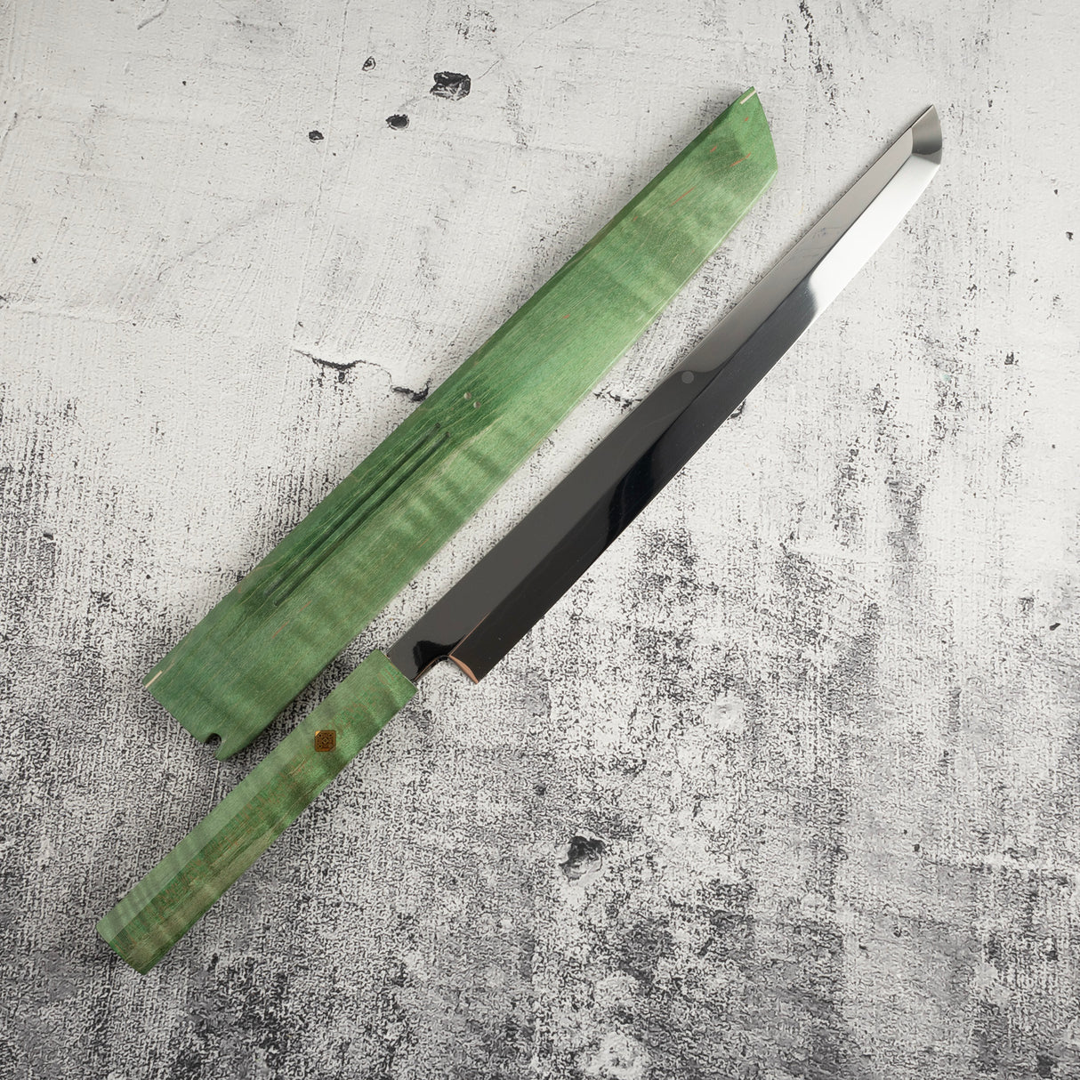 珍品:池田美和一 White #1 水本燒先丸蛸引 330mm 富士山刃文