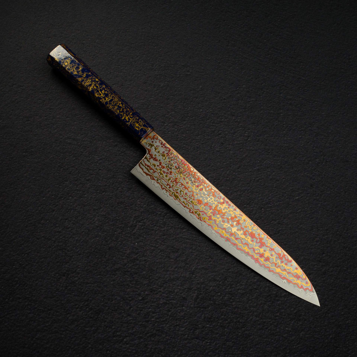 初心 孔雀 V-Toku-2 牛刀 210mm 彩虹大馬士革飾面 漆塗手柄