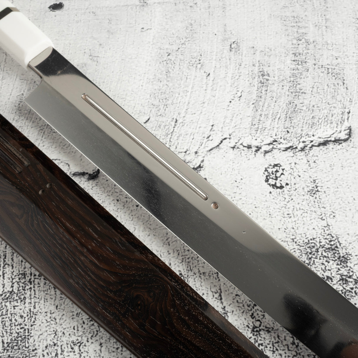 Exotic: Yoshikazu Ikeda Blue #1 Mizu-Honyaki K-tip Yanagiba 300mm / Moribashi Set