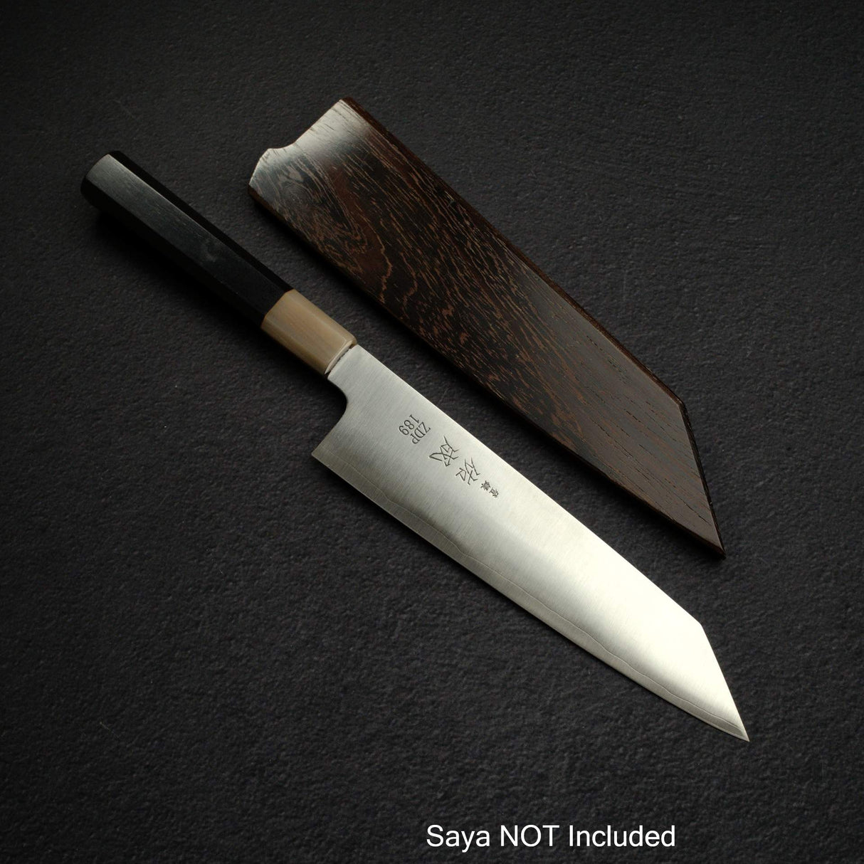 佑成 ZDP-189 Hairline 切付牛刀 210mm, 黑檀木 Handle with Blonde/Marble Ferrule