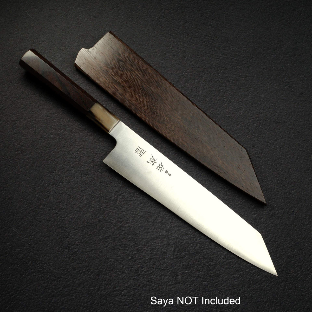 佑成 ZDP-189 髮絲紋 切付牛刀 240mm,黑檀木柄搭配淺色/大理石紋口金