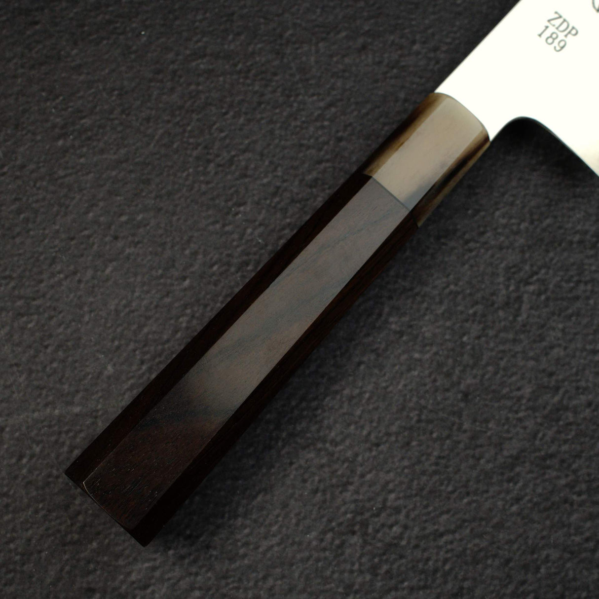 佑成 ZDP-189 髮絲紋 切付牛刀 240mm,黑檀木柄搭配淺色/大理石紋口金