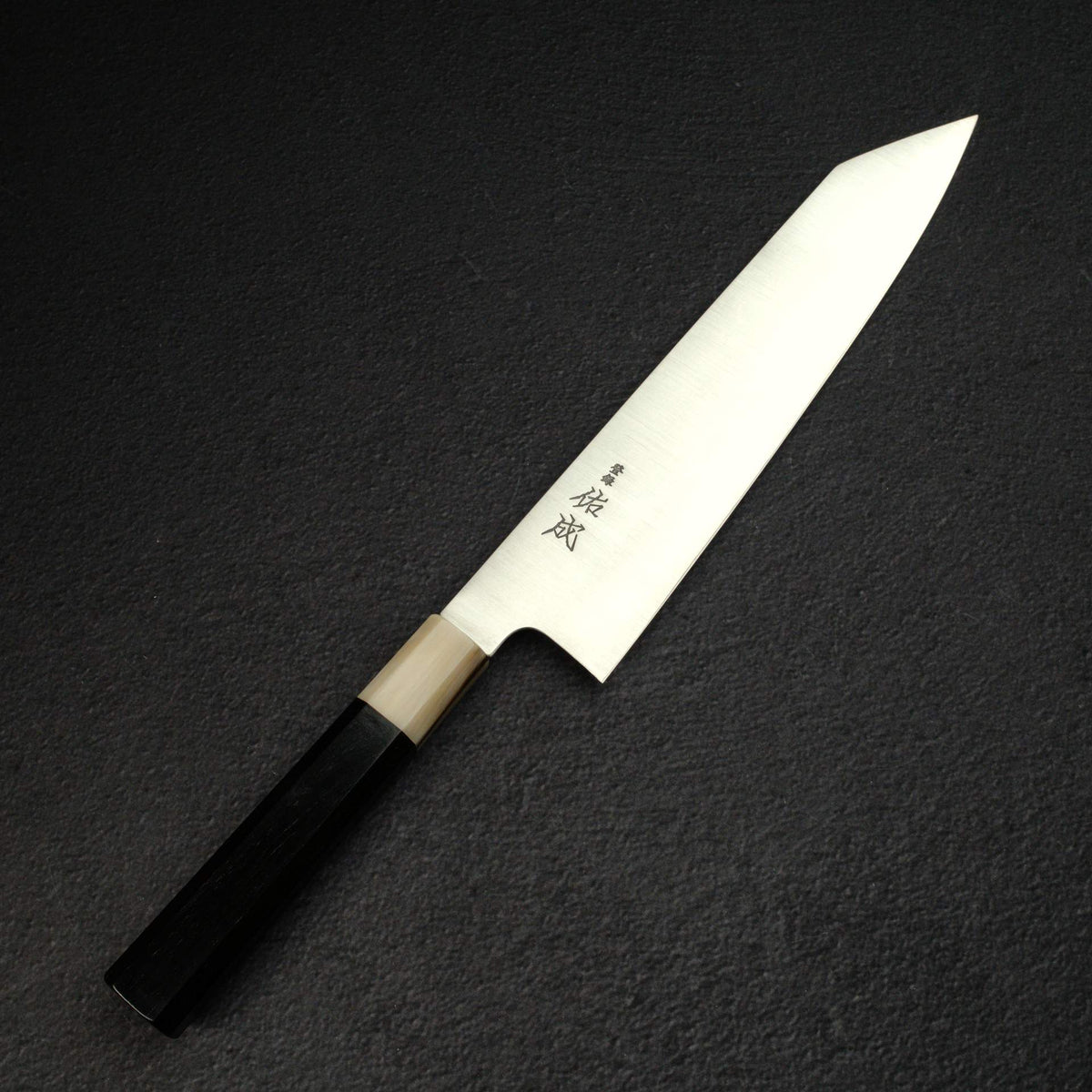 佑成 SG2 髮絲紋 切付牛刀 240mm,黑檀木手柄搭配 金髮/大理石紋 口金