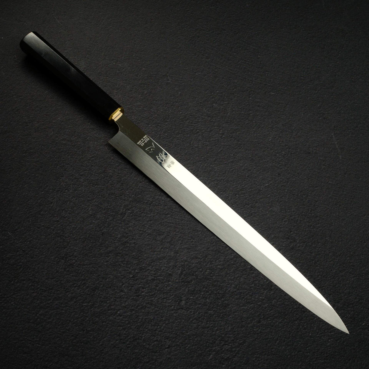 Sukenari HAP40 Mirror Polished Yanagiba 330 mm, Ebony Brass Handle (Hatsukokoro Engraved))