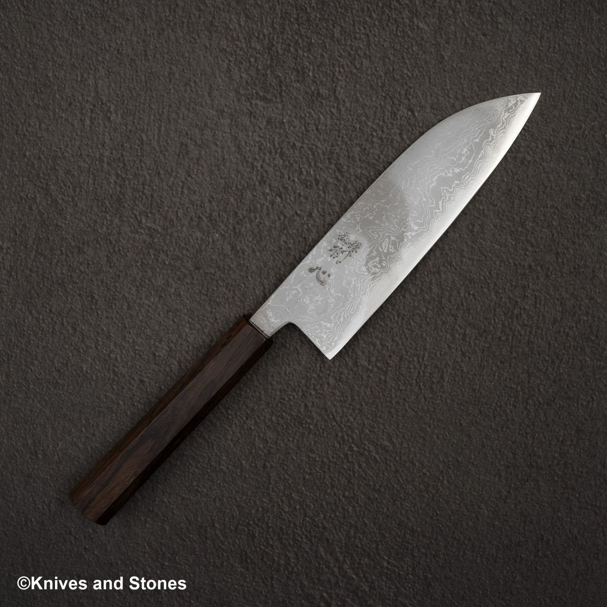Hatsukokoro Blue 2 大馬士革 Migaki Santoku 180mm 烏木手柄