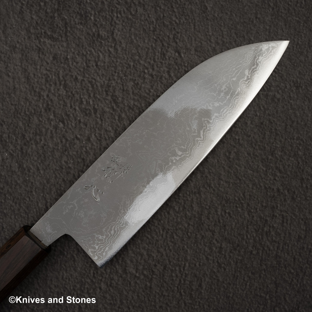 Hatsukokoro Blue 2 大馬士革 Migaki Santoku 180mm 烏木手柄
