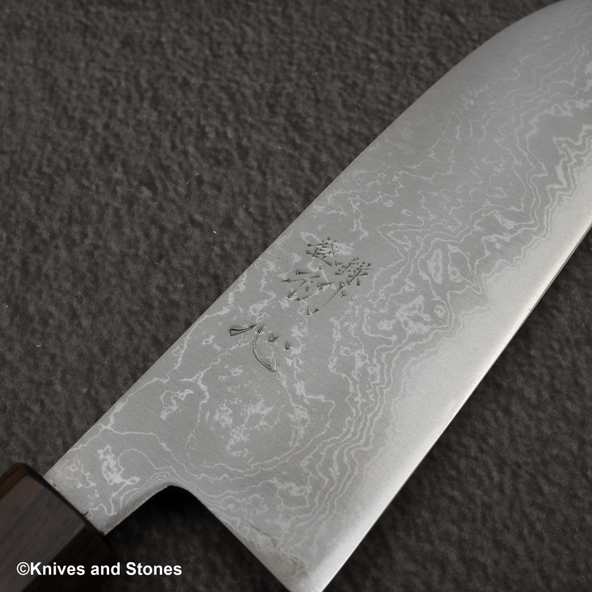 Hatsukokoro Blue 2 大馬士革 Migaki Santoku 180mm 烏木手柄