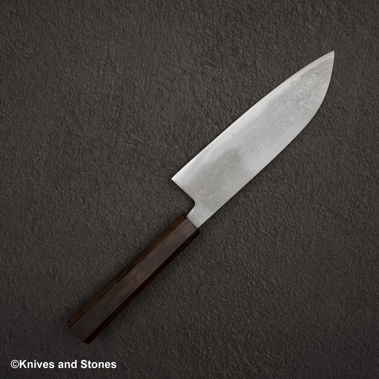 Hatsukokoro Blue 2 大馬士革 Migaki Santoku 180mm 烏木手柄