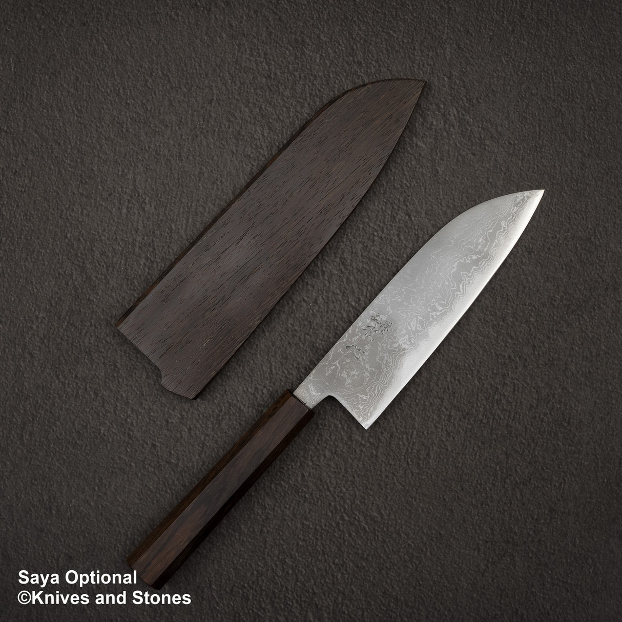 Hatsukokoro Blue 2 大馬士革 Migaki Santoku 180mm 烏木手柄