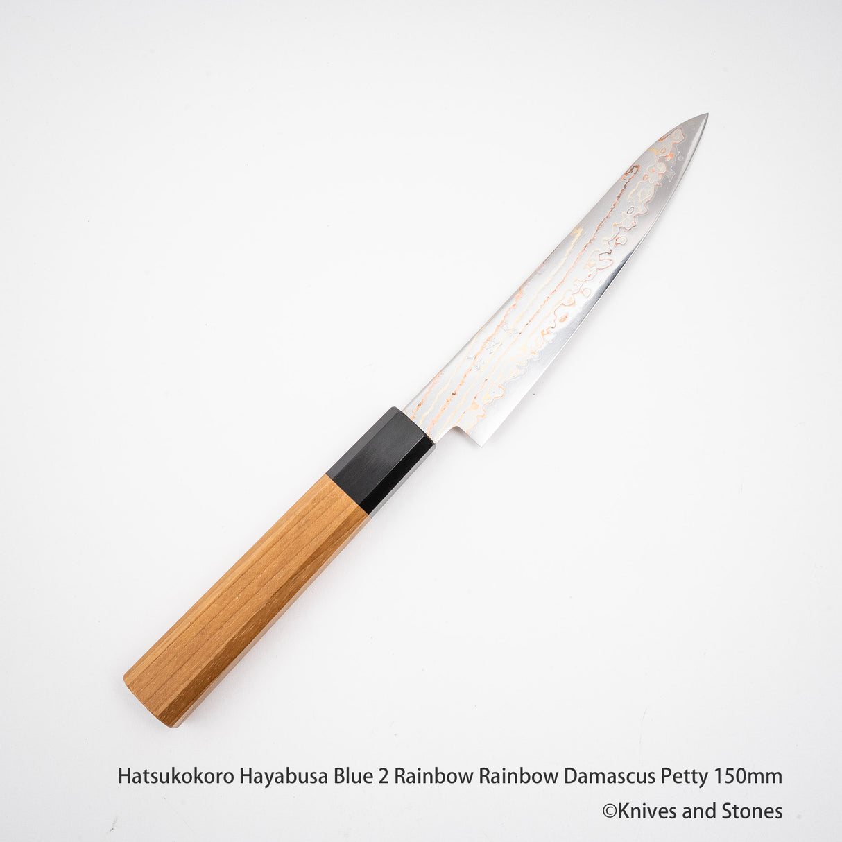 Hatsukokoro Hayabusa Blue 2 Rainbow Rainbow Damascus Petty 150mm