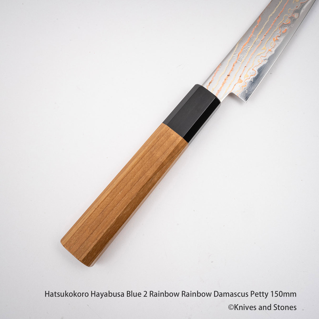 Hatsukokoro Hayabusa Blue 2 Rainbow Rainbow Damascus Petty 150mm