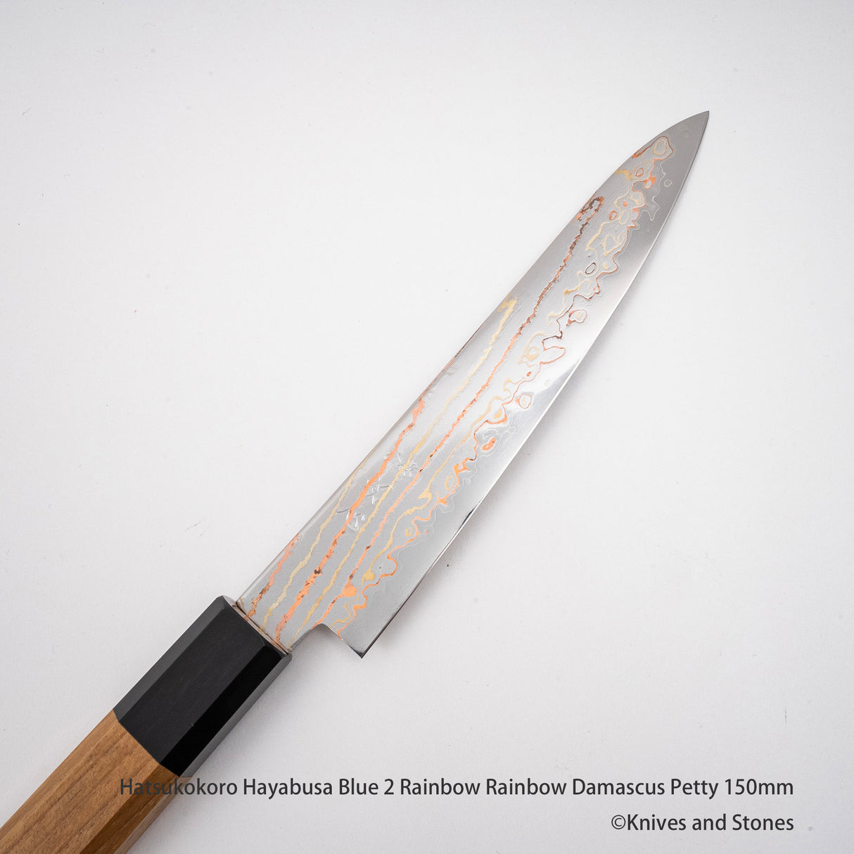 Hatsukokoro Hayabusa Blue 2 Rainbow Rainbow Damascus Petty 150mm