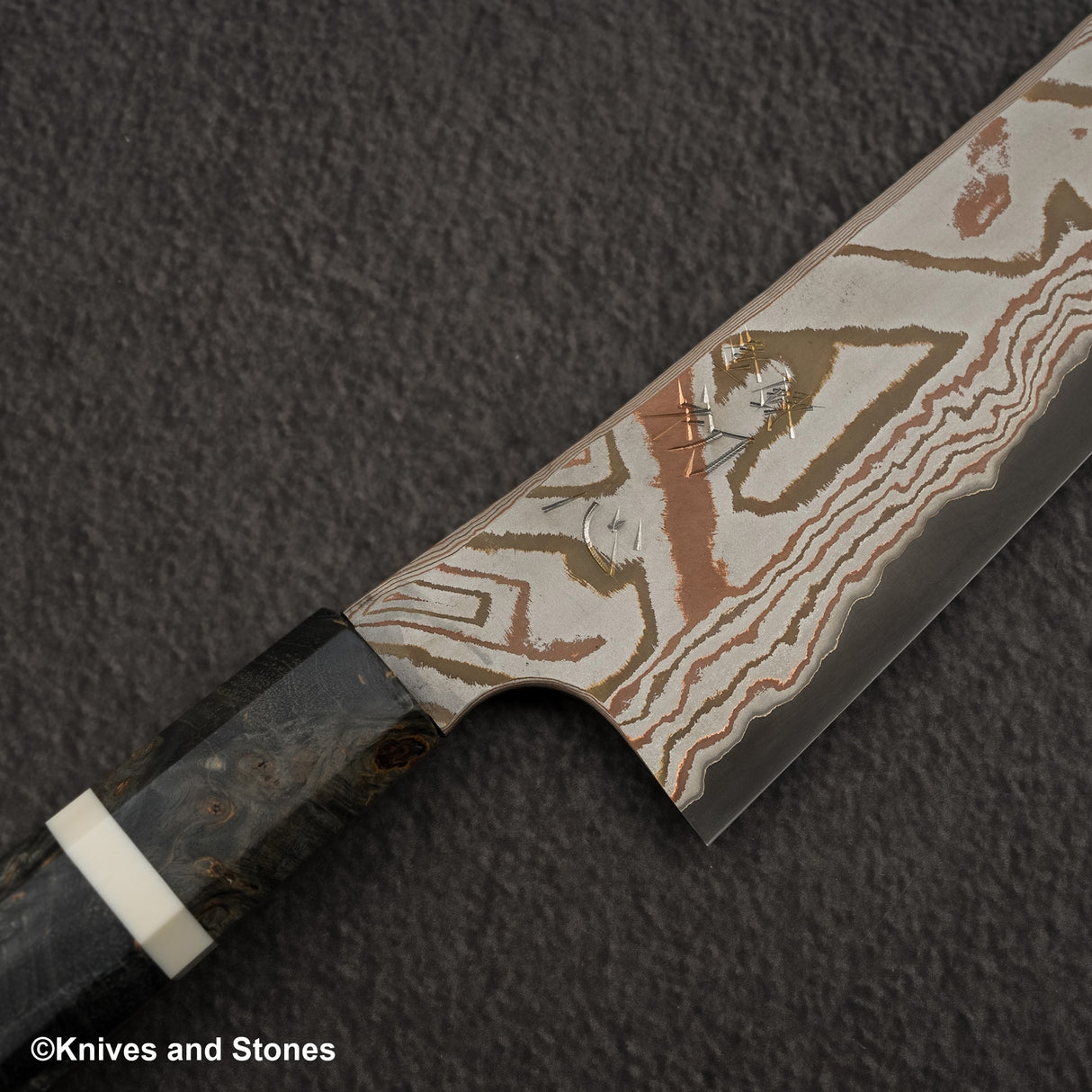 Hatsukokoro x Nigara Irodori Blue 2 Rainbow Damascus Bunka 180mm