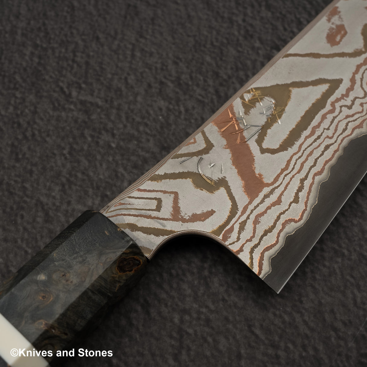 Hatsukokoro x Nigara Irodori Blue 2 Rainbow Damascus Bunka 180mm