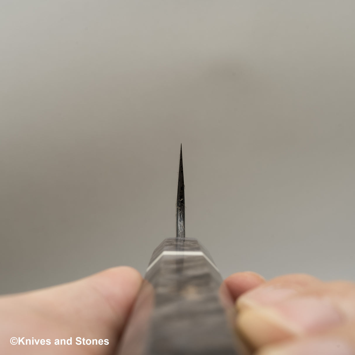 Hatsukokoro Itadaki Blue2 & White2 Dual Core Damasccus Tsushime Santoku 180 mm with Saya