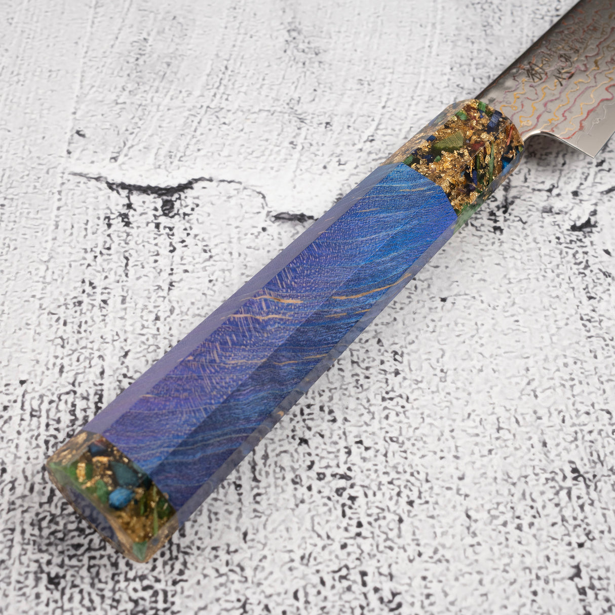 Hatsukokoro Kujaku V-Toku-2 Petty 150mm Rainbow Damascus Finish Purple