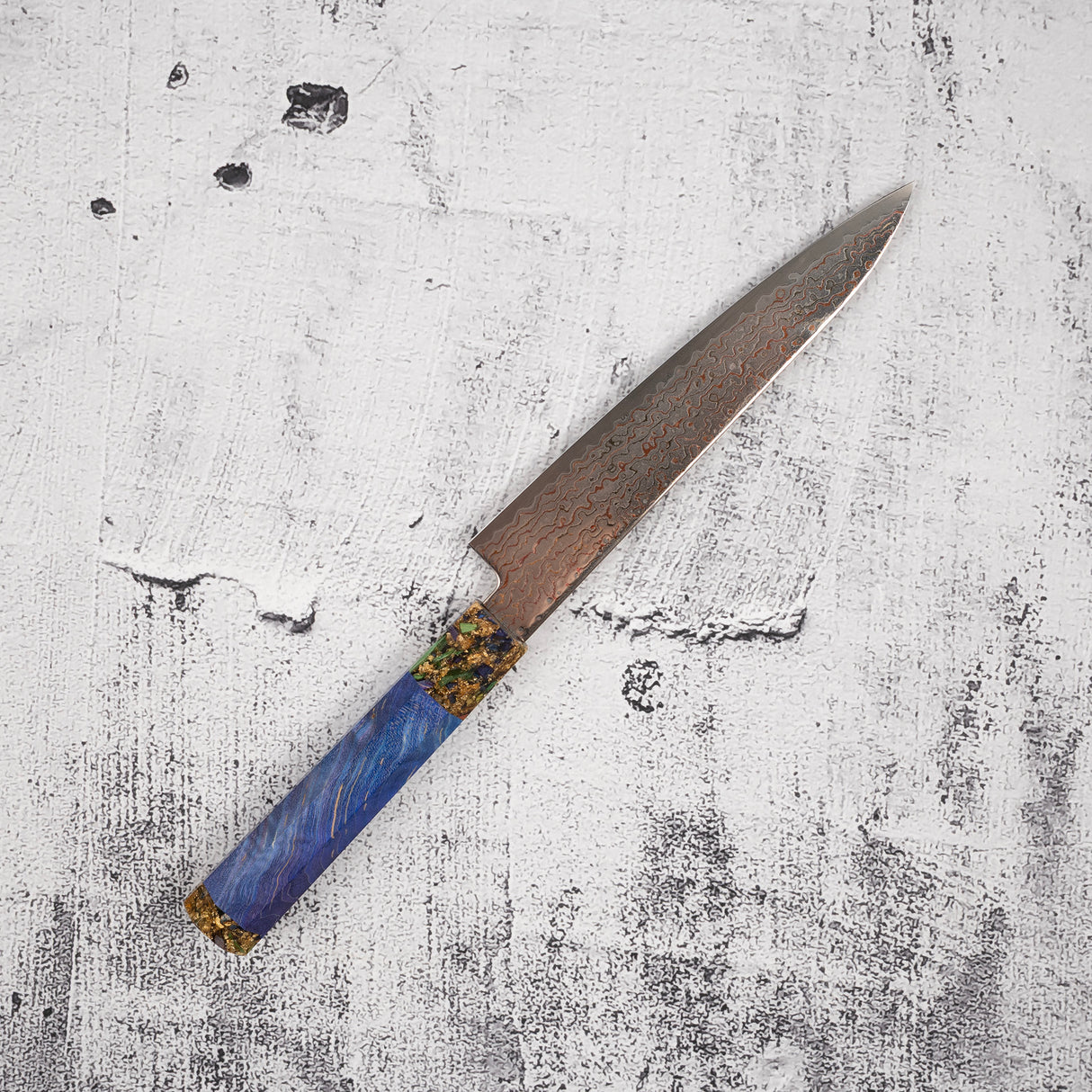 Hatsukokoro Kujaku V-Toku-2 Petty 150mm Rainbow Damascus Finish Purple