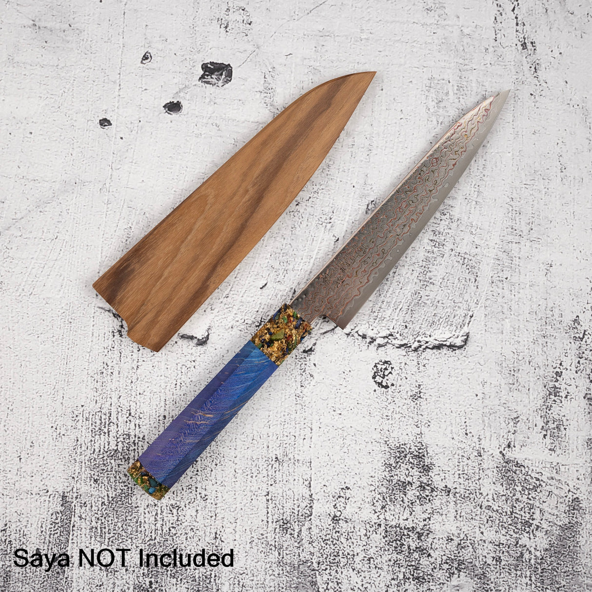 Hatsukokoro Kujaku V-Toku-2 Petty 150mm Rainbow Damascus Finish Purple