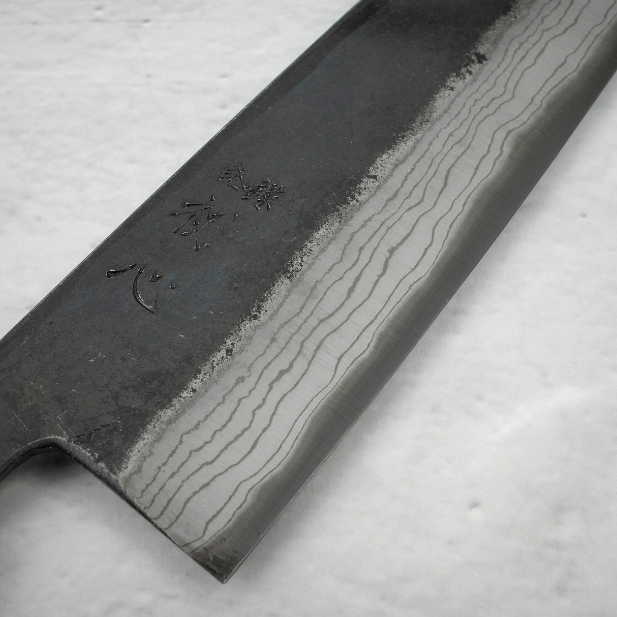Hatsukokoro Kumokage Blue 2 Kurouchi Damascus Gyuto 240mm Black Chacate Handle