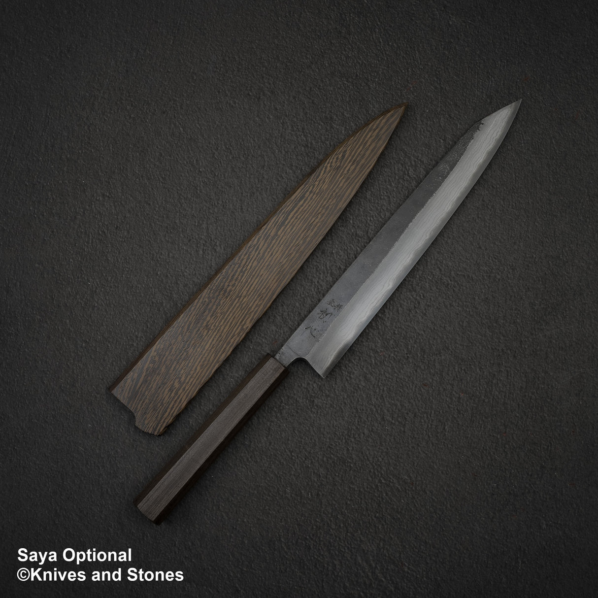 Hatsukokoro 雲影 藍色 2 黑內大馬士革 K-tip Sujihiki 255mm 黑色 Chacate 手柄