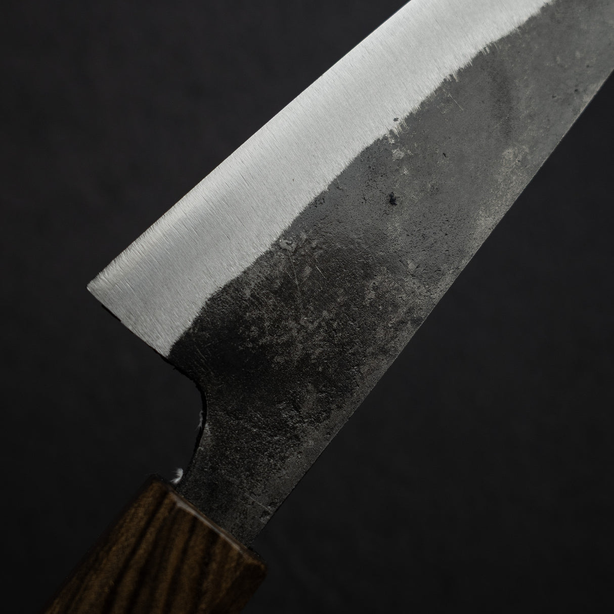 Hatsukokoro Kurogane Blue 2 Kurouchi Honesuki 150mm Double Bevel Black Chacate