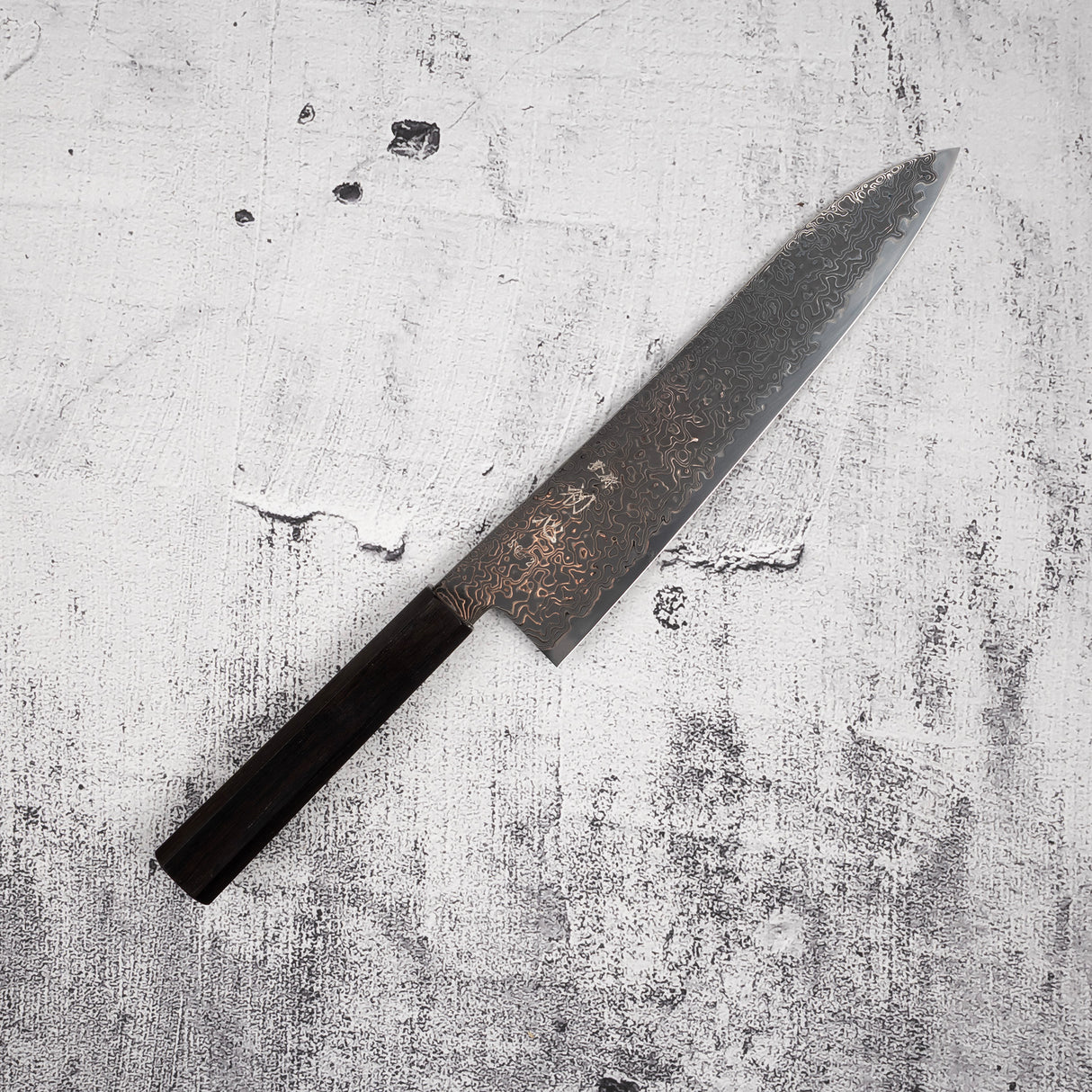 Hatsukokoro Ryuhyo SG2 Black Damascus Gyuto 210mm Ebony