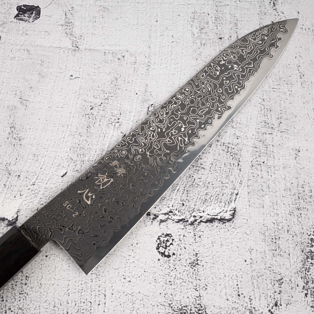 Hatsukokoro Ryuhyo SG2 Black Damascus Gyuto 210mm Ebony
