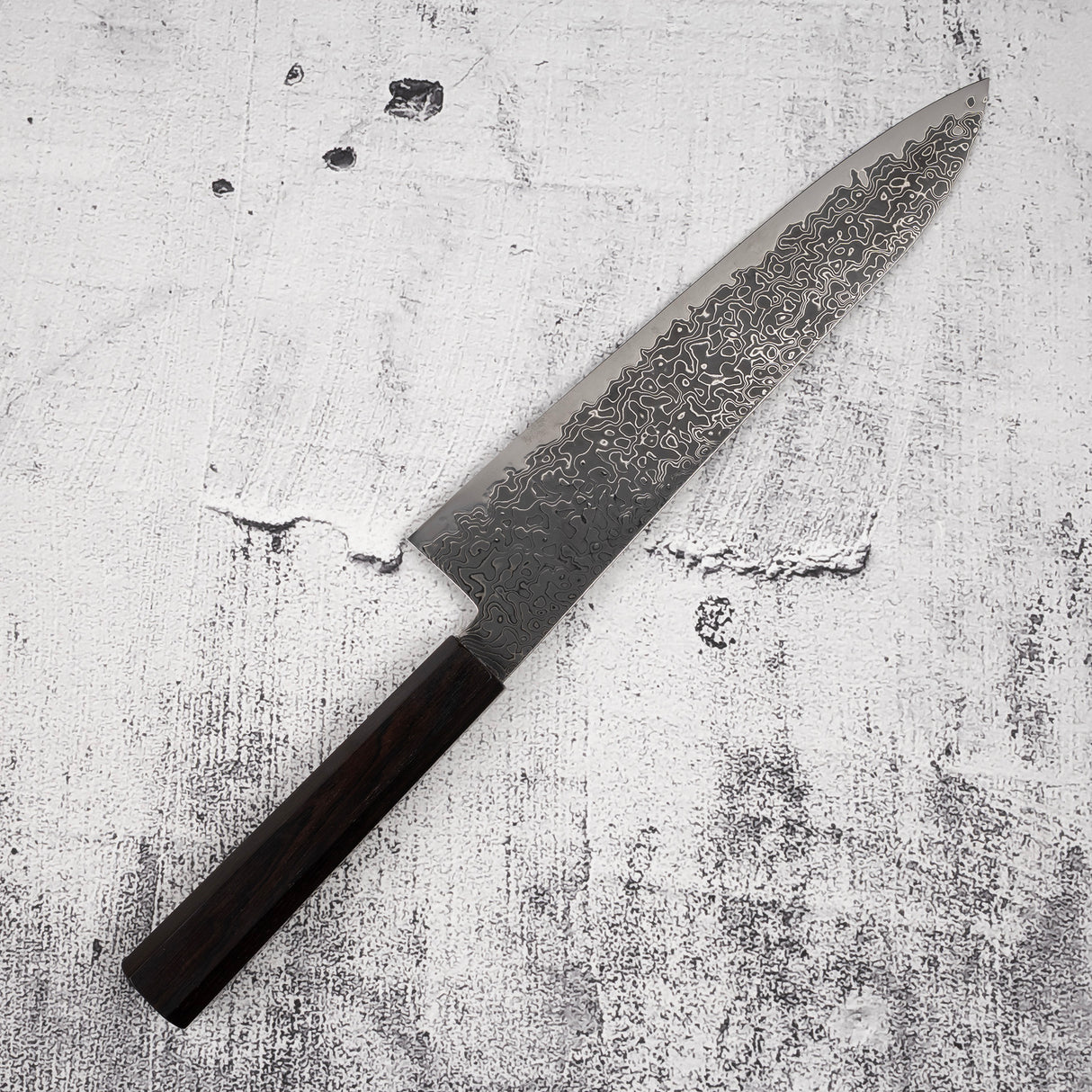 Hatsukokoro Ryuhyo SG2 Black Damascus Gyuto 210mm Ebony