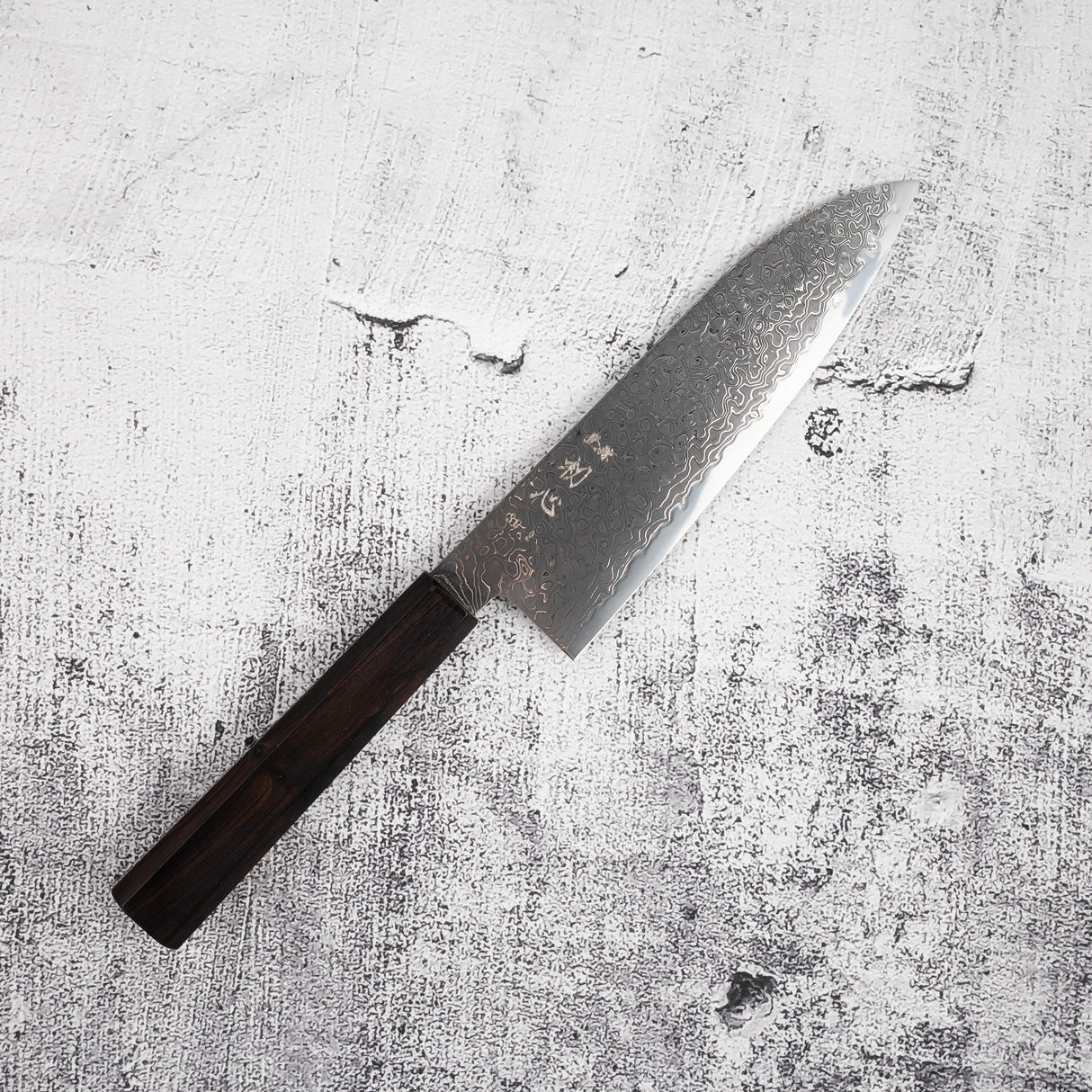 Hatsukokoro Ryuhyo SG2 Black Damascus Santoku 180mm